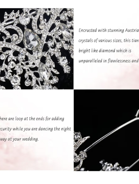 Silver Crystal Tiara Crown - Bridal Headpiece main image 5